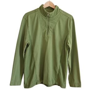 Coldwater Creek 1/4 Pullover Cotton Sweatshirt Sweater Green Women's Large